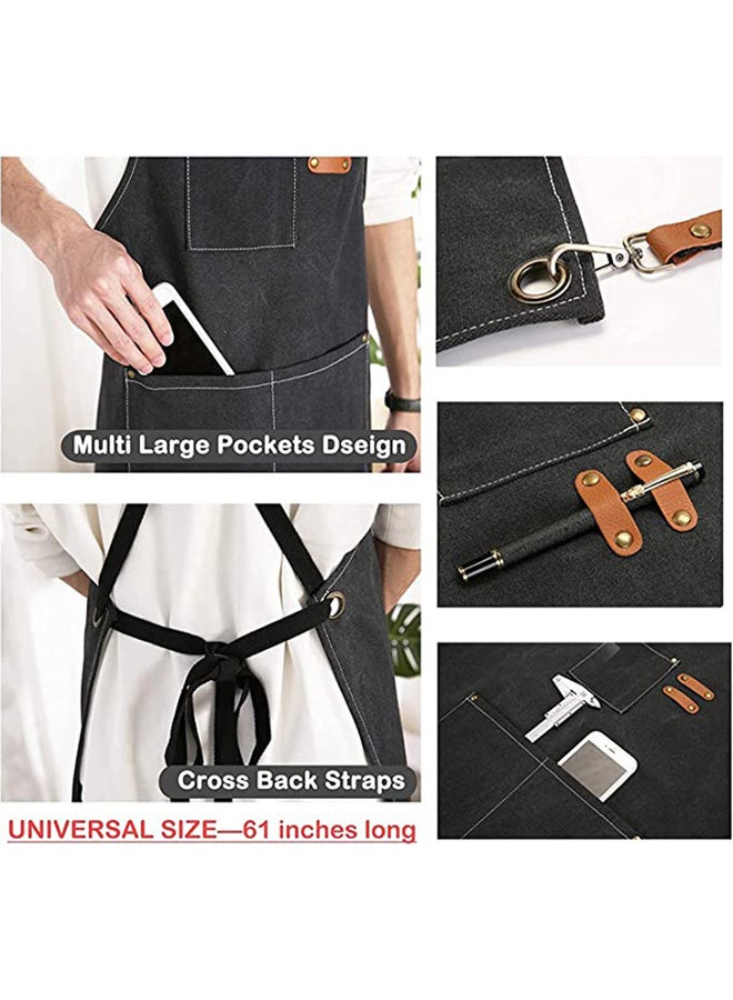 Chef Apron,Cross Back Apron for Women and Men,Cotton Canvas Apron with Adjustable Straps and Large Pockets,Kitchen Cooking Baking Hairstylist Woodworking Welding Carpenter Work Bib Apron Blue - Image 4