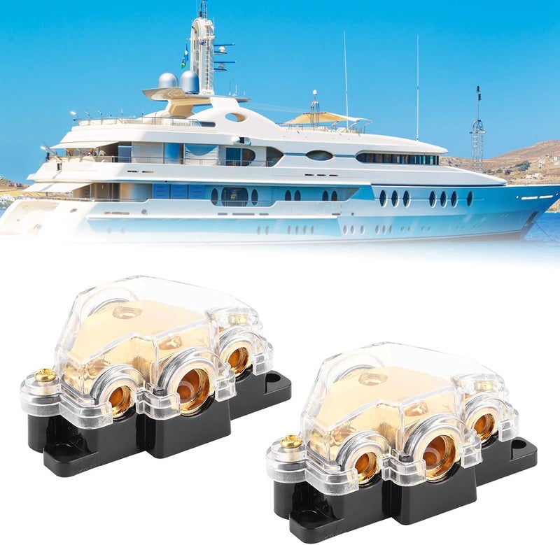 Power Distribution Block 3‑Way, Car Amplifier Cable Splitter with Circuit, Compatible with 4/8 Gauge Wires, for Auto Boat Marine Vehicles, Plastic Housing - Image 2