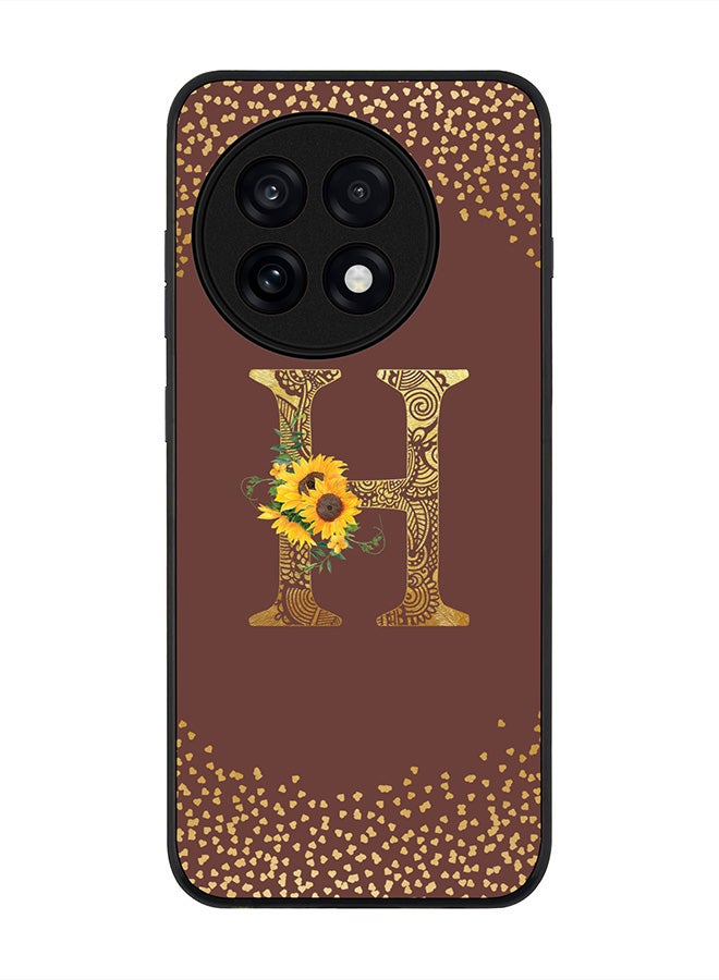 Stylizedd For OnePlus 13R / Ace 5 Pro Case,Slim fit Camera Protection, Shockproof Thin Phone cover  - Custom Floral Monogram - H  (Brown )