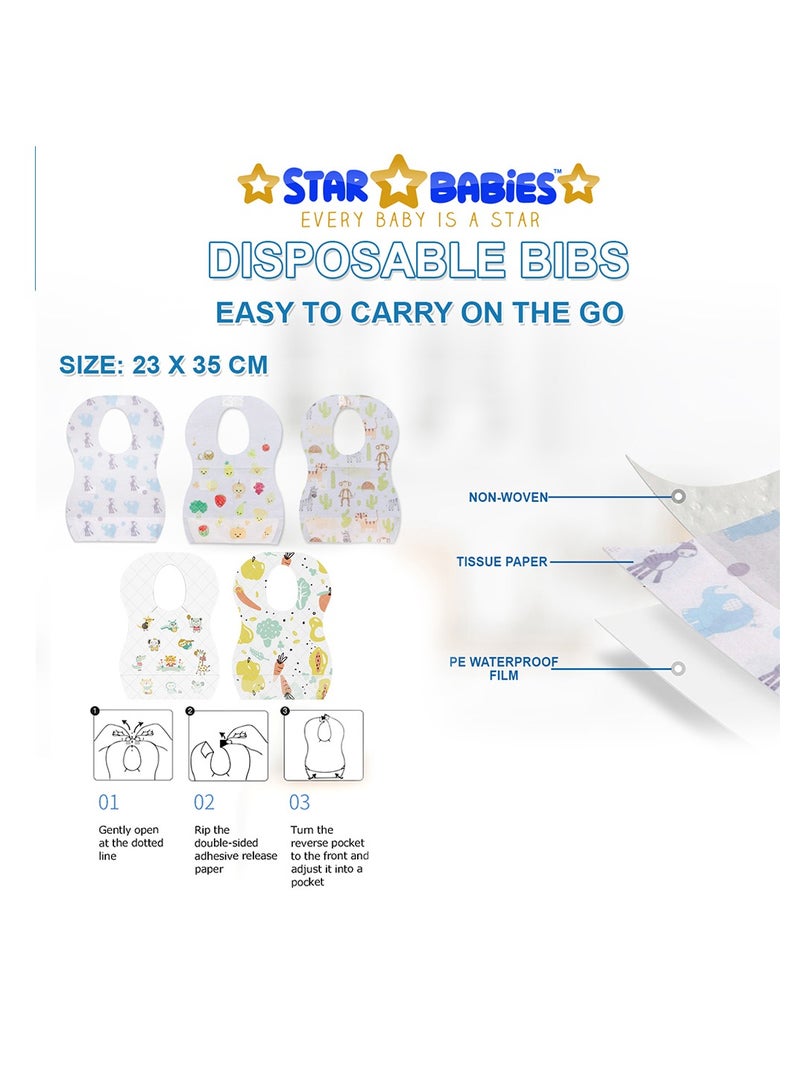 Star Babies -Combo Pack (Microfiber Hooded Towel with Disposable Bibs Pack of 10 Animal Print)-Blue - Image 4
