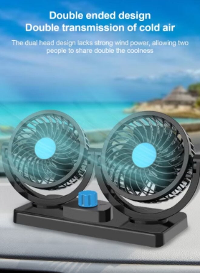 Loquat Portable Electric Car Fans 360 Degree Rotatable 2 Speed Five Blade 12V Cooling Air Fan for SUV, RV, Vehicles - Image 1