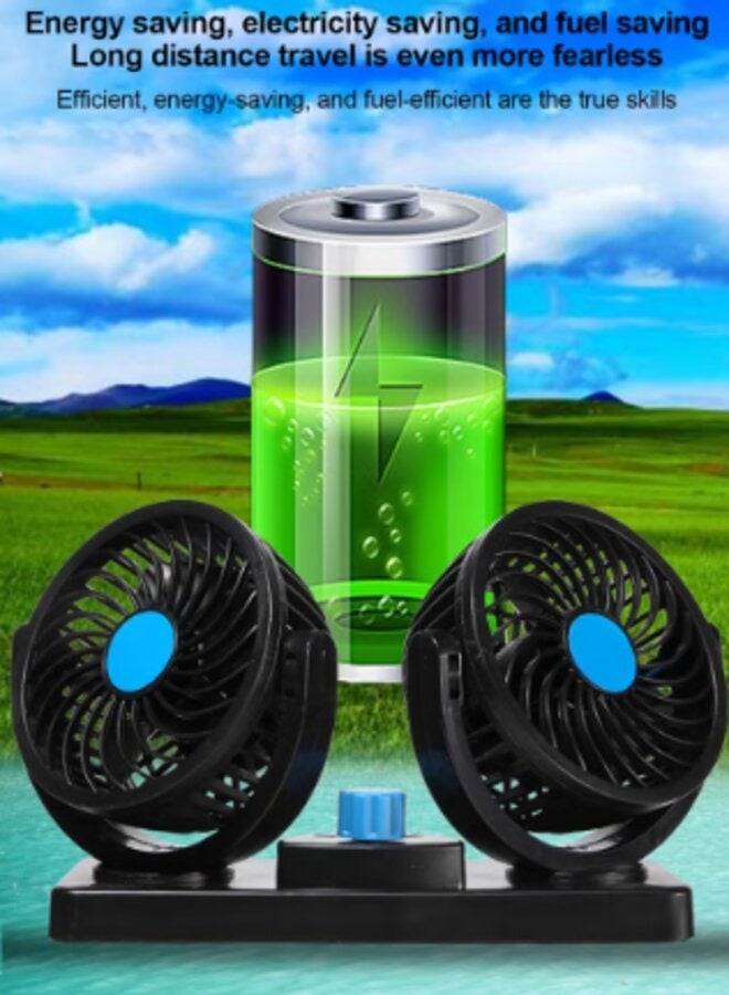 Loquat Portable Electric Car Fans 360 Degree Rotatable 2 Speed Five Blade 12V Cooling Air Fan for SUV, RV, Vehicles - Image 3