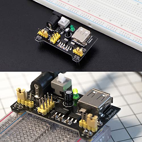 ALAMSCN 3.3V 5V MB102 Solderless Breadboard Power Supply Module with 9V Battery Clip Power Cable 2.1x 5.5mm Male DC Jack Plug for Arduino (Pack of 3) - Image 3
