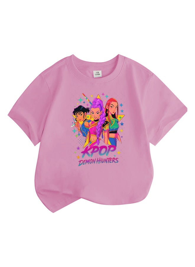 Best Seller Kpop Anime Cartoon Print Fashion Kids Short Sleeve T-shirt Loose Casual Top