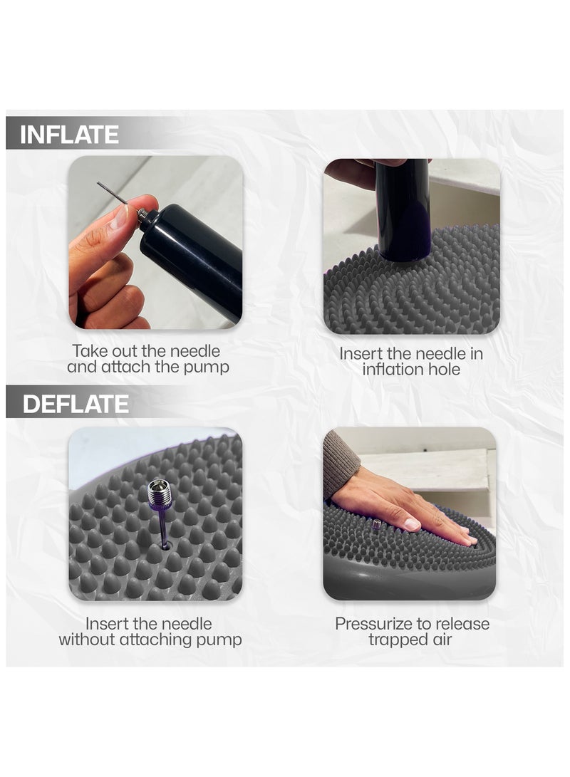 Allure Sphere Sphere Wobble Cushion - Non Slip Inflatable Balance Disc Anti-Burst Wiggle Seat - Balance Cushion With Pump For Physio, Flexible Seating - Improve Posture & Fitness - Adults & Children - Image 5