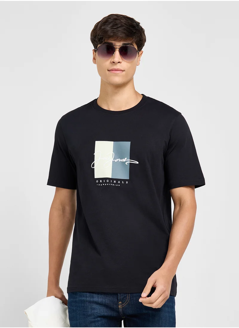 جاك اند جونز Jorfrederiksberg Printed Crew Neck T-Shirt