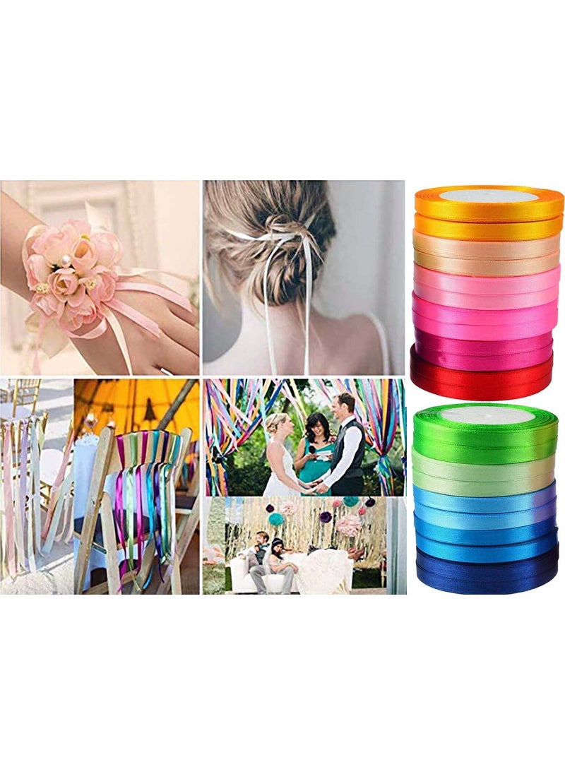 DIY Crafts DIY Crafts Pack Of 10 Rolls, Random # 1, 1-2"inch Ribbon Single Face Solid Satin Polyester 10-25 Colors Unsorted Bulk Lots for Gift Wrapping Party Decoration in Chris (Pack Of 10 Rolls, Random # 1)  - Image 2