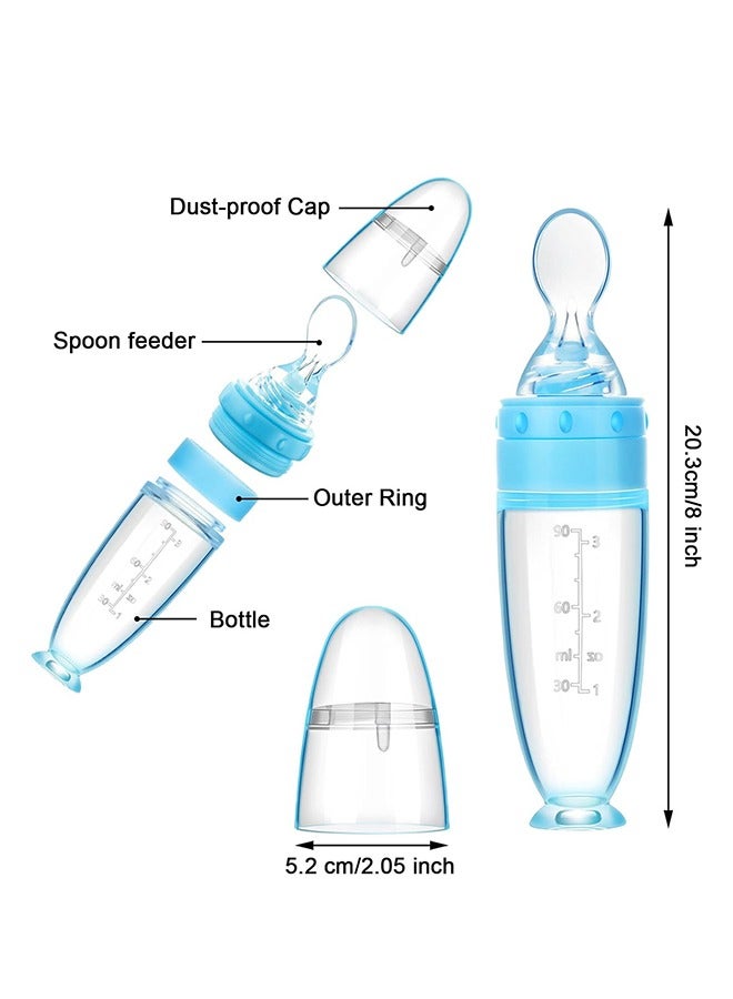 آي ميس يو 3 قطع من زجاجات الرضاعة من السيليكون للأطفال، ملعقة طعام للأطفال مع قاعدة قائمة لتوزيع وإطعام الرضع - Image 2