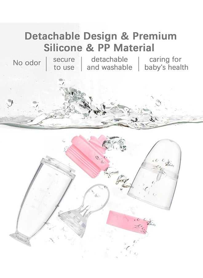 آي ميس يو 3 قطع من زجاجات الرضاعة من السيليكون للأطفال، ملعقة طعام للأطفال مع قاعدة قائمة لتوزيع وإطعام الرضع - Image 5