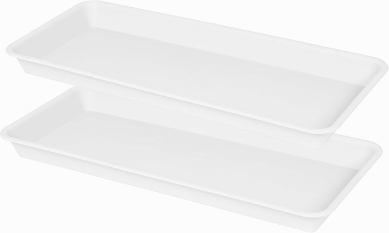 VUWEZ 2 Pack of Plastic Plant Tray Saucer Rectangular 14 inch, Planter Trays Saucers for Indoors Outdoor, Plant Water Drip Trays for Flower Pot, Windowsill Planter Tray (6.8 X 14.5'', Cream White) - Image 1