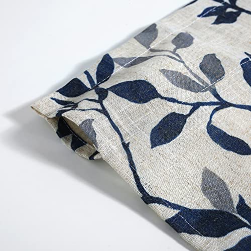 Inselnwald Tree Leaves Linen Kitchen Valance, Farmhouse Rustic Small Window Curtain Valance for Bathroom Dining Room Living Room Bedroom Rod Pocket Short Cafe Curtains 54 by 18 Inches Navy Blue - Image 4