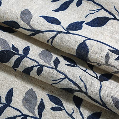 Inselnwald Tree Leaves Linen Kitchen Valance, Farmhouse Rustic Small Window Curtain Valance for Bathroom Dining Room Living Room Bedroom Rod Pocket Short Cafe Curtains 54 by 18 Inches Navy Blue - Image 5