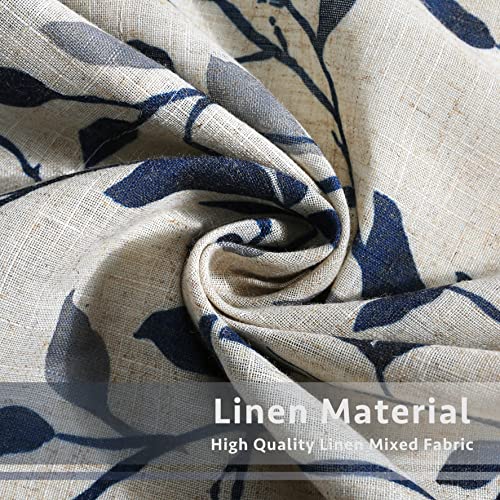 Inselnwald Tree Leaves Linen Kitchen Valance, Farmhouse Rustic Small Window Curtain Valance for Bathroom Dining Room Living Room Bedroom Rod Pocket Short Cafe Curtains 54 by 18 Inches Navy Blue - Image 3