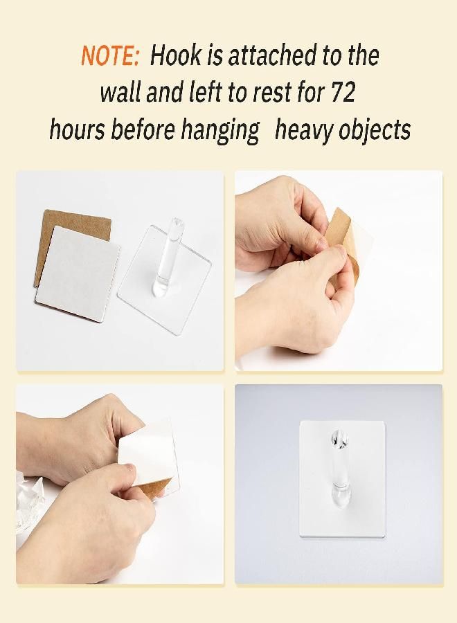 Jetec Jetec 6 Pieces Hat Hook for Wall Acrylic Hooks Clear Hat Hooks Coat Hooks Hat Rack Robe Hook Adhesive Hooks for Bathroom Kitchen Towels Wall Hat Clothes and More (Clear)  - Image 4