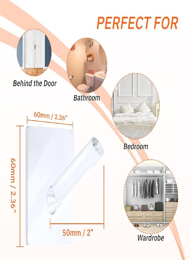 Jetec Jetec 6 Pieces Hat Hook for Wall Acrylic Hooks Clear Hat Hooks Coat Hooks Hat Rack Robe Hook Adhesive Hooks for Bathroom Kitchen Towels Wall Hat Clothes and More (Clear)  - Image 3