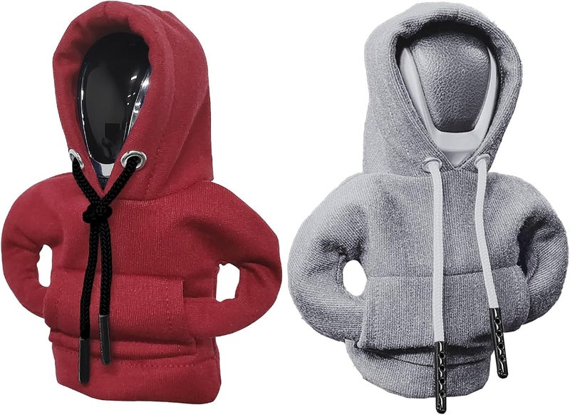 vvag Gear Shift Hoodie, Car Gear Shift Cover, Universal Fit Knob Cover Gift (Red+Grey), 878 - Image 1