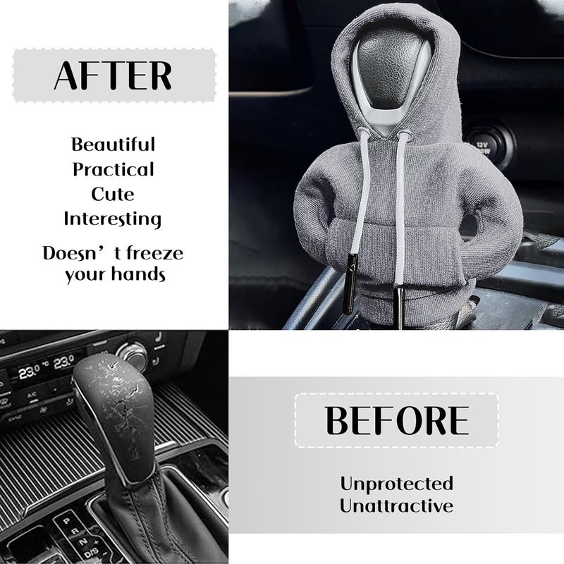 vvag Gear Shift Hoodie, Car Gear Shift Cover, Universal Fit Knob Cover Gift (Red+Grey), 878 - Image 4