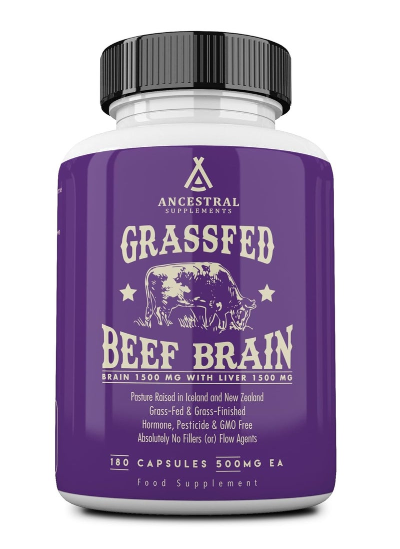 Ancestral Supplements Grass Fed with Liver Supports Brain 180 Capsules 
