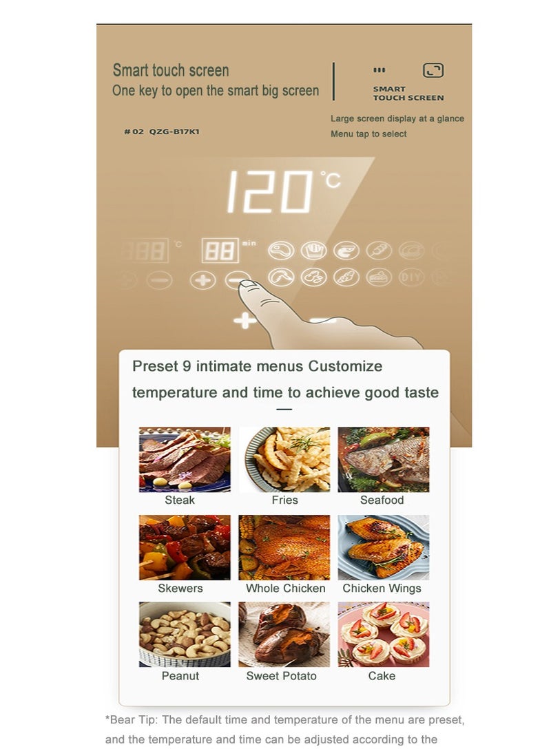 Bear Multifunction 6.5L Electric Air Fryer 1700W Touch Display Automatic Non-Stick Oil Free Cooker Frying For Home Kitchen - Image 5