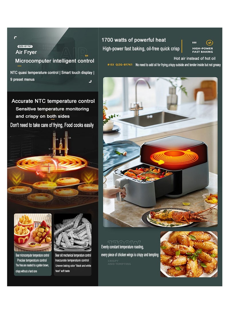 Bear Multifunction 6.5L Electric Air Fryer 1700W Touch Display Automatic Non-Stick Oil Free Cooker Frying For Home Kitchen - Image 4