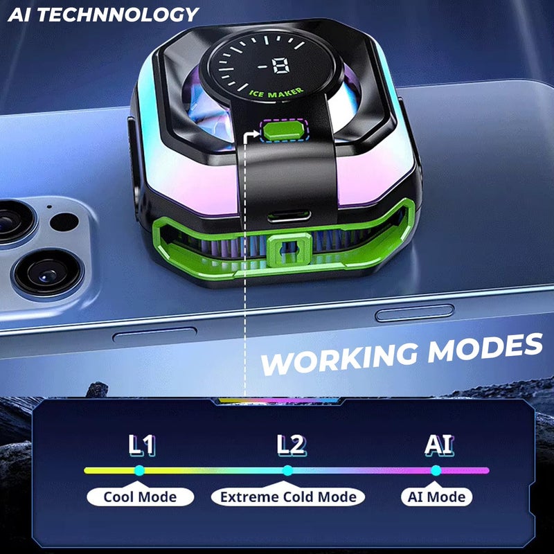 WRADER Phone Cooler for Gaming for Game Long Filming Mobile Gaming Fan Mobile Cooling Gadget (Black, ABS Body, JS86 Model) - Image 2