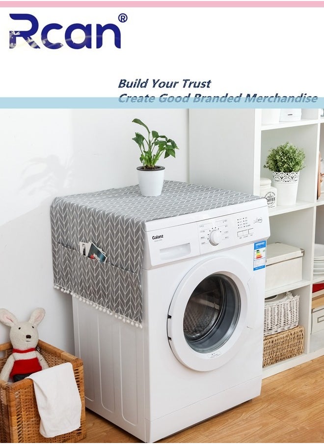 Rcan Fridge Dust Cover Refrigerator Dust Proof Cover Washing Machine Top Cover Washing Machine Cover 55 x 130cm Gray  - Image 1