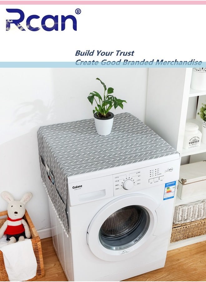 Rcan Fridge Dust Cover Refrigerator Dust Proof Cover Washing Machine Top Cover Washing Machine Cover 55 x 130cm Gray  - Image 3