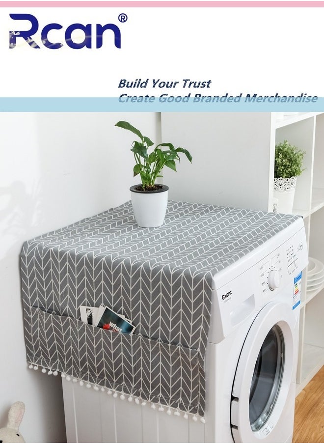 Rcan Fridge Dust Cover Refrigerator Dust Proof Cover Washing Machine Top Cover Washing Machine Cover 55 x 130cm Gray  - Image 2