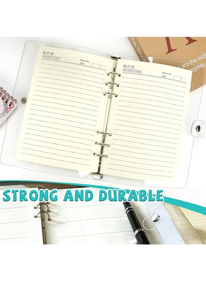Wffo 1 Pack A5 Transparent Soft PVC 6-Hole Binder Notebook Covers with Snap Button Closure - Refillable Paper Cover, Round Ring, for Cover Protection - for School Meeting Travel Office (Paper Not Included) - Image 4