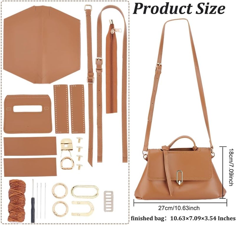كلاراكو مجموعة خياطة حقيبة من جلد البولي يوريثان من Klarako، مجموعة صنع حقيبة كتف مصنوعة يدويًا، حقيبة يد نسائية، صنع جميع المواد، خياطة يدوية، صنع حقيبة كروس بودي، إكسسوارات، مشروع حرفة الخياطة، 10 × 7 × 3.5 بوصة، بني - Image 2