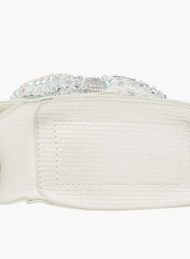 Celeste Girls Bow Embellished Crossbody Bag with Chain Strap and Button Closure