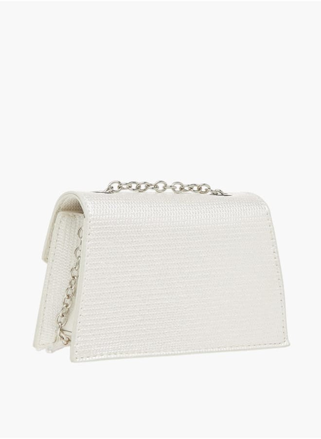 Celeste Girls Bow Embellished Crossbody Bag with Chain Strap and Button Closure  - Image 4