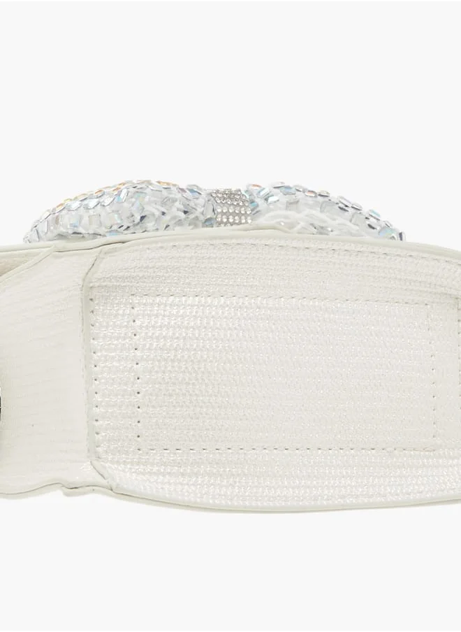 Celeste Girls Bow Embellished Crossbody Bag with Chain Strap and Button Closure