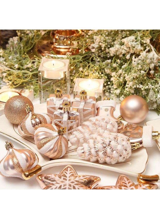 Sea Team Sea Team 77-Pack Assorted Shatterproof Christmas Balls Christmas Ornaments Set Decorative Baubles Pendants with Reusable Hand-held Gift Package for Xmas Tree (Rose Gold)  - Image 4