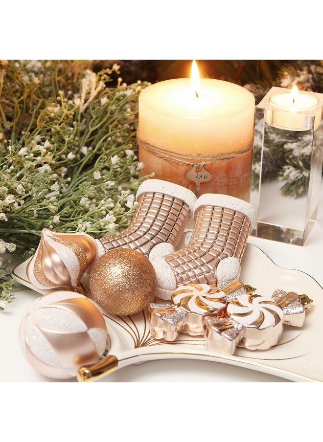 Sea Team Sea Team 77-Pack Assorted Shatterproof Christmas Balls Christmas Ornaments Set Decorative Baubles Pendants with Reusable Hand-held Gift Package for Xmas Tree (Rose Gold)  - Image 5