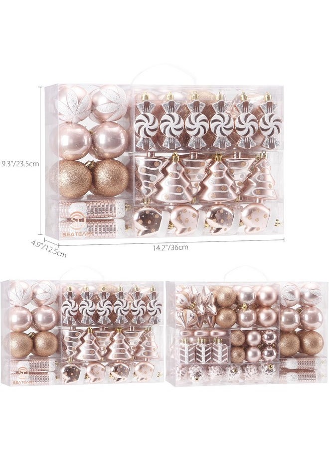 Sea Team Sea Team 77-Pack Assorted Shatterproof Christmas Balls Christmas Ornaments Set Decorative Baubles Pendants with Reusable Hand-held Gift Package for Xmas Tree (Rose Gold)  - Image 2
