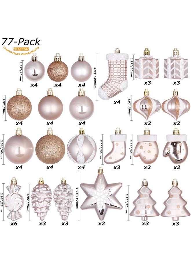 Sea Team Sea Team 77-Pack Assorted Shatterproof Christmas Balls Christmas Ornaments Set Decorative Baubles Pendants with Reusable Hand-held Gift Package for Xmas Tree (Rose Gold)  - Image 3