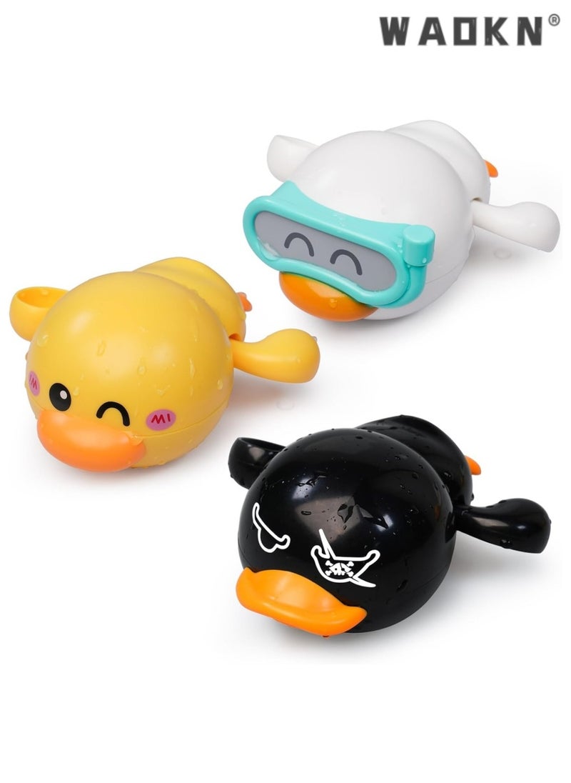 WAOKN Baby Bath Toy Set, 3-Piece Wind-Up Duck Toys Exclusive for Toddlers Aged 1-3, Floating Water Play Toys, Swimming Companions, Perfect Birthday Gifts for Both Boys and Girls  - Image 1