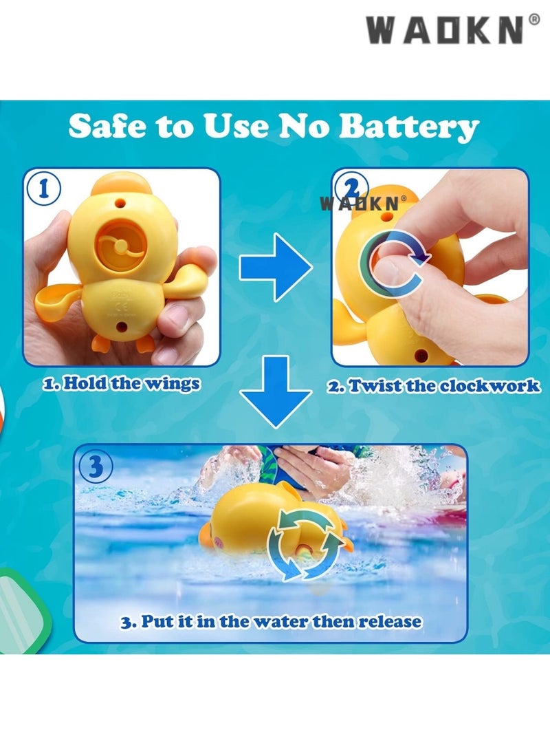 WAOKN Baby Bath Toy Set, 3-Piece Wind-Up Duck Toys Exclusive for Toddlers Aged 1-3, Floating Water Play Toys, Swimming Companions, Perfect Birthday Gifts for Both Boys and Girls  - Image 4
