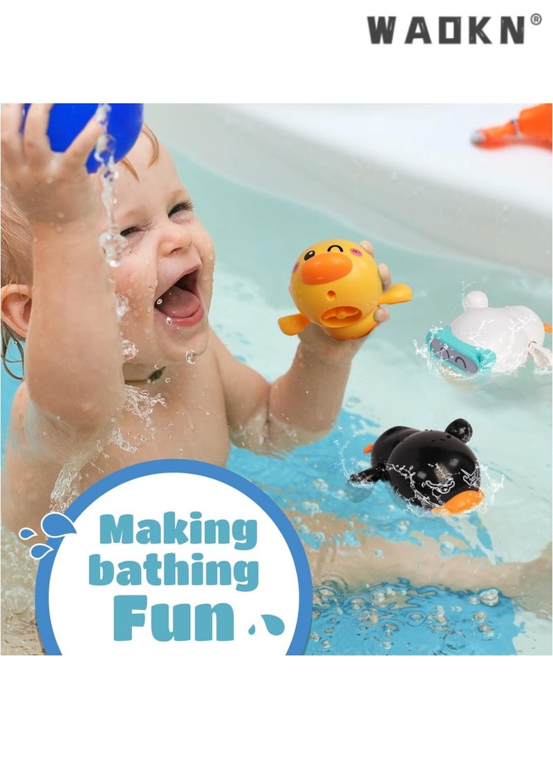 WAOKN Baby Bath Toy Set, 3-Piece Wind-Up Duck Toys Exclusive for Toddlers Aged 1-3, Floating Water Play Toys, Swimming Companions, Perfect Birthday Gifts for Both Boys and Girls  - Image 2