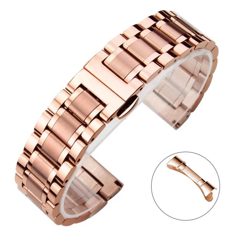 Bluejw Metal Watch Band Stainless Steel 20mm 22mm 24mm Watch Strap Bracelet for Men with Curved End Replacement Bands - Image 1