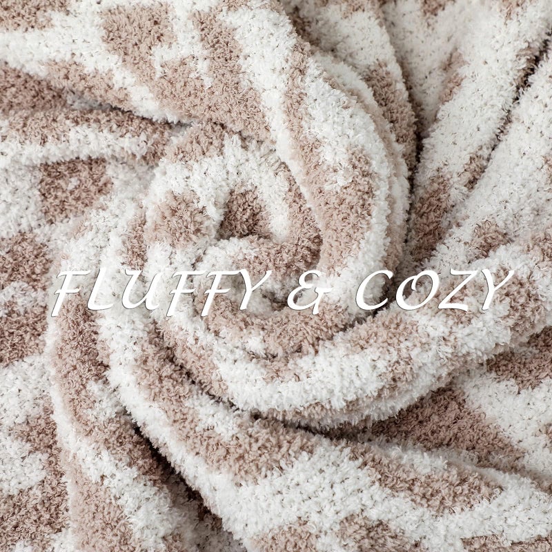 bearberry Fuzzy Leopard Knitted Throw Blanket Soft Cozy Warm Microfiber Blanket for Couch Sofa Bed Travel (Stone/Cream  50""x60"") - Image 2