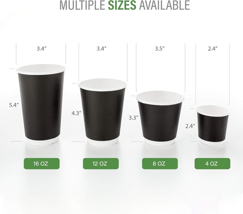 Restaurantware 500-CT Disposable Black 12-oz Hot Beverage Cups with Double Wall Design: No Need for Sleeves - Perfect for Cafes - Eco Friendly Recyclable Paper - Insulated - Wholesale Takeout Coffee Cup - Image 3