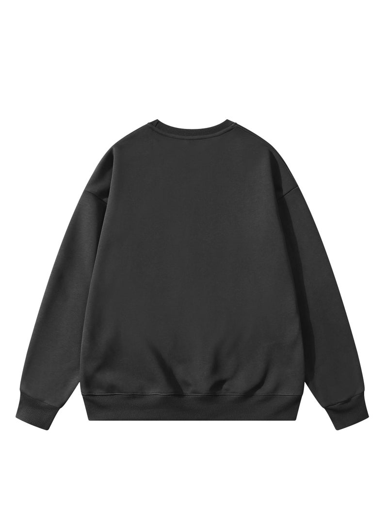 Loquat - Solid Color Men's Wool Thickened Sweatshirt Black - Image 1