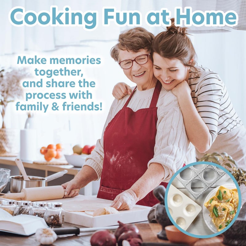 CucinaPro قالب رافيولي بمربعات كبيرة جداً 2 1/2 بوصة - صينية رافيولي أصلية وضاغط، يصنع 10 رافيولي إيطالي في المرة الواحدة، مجموعة صانع مكرونة سهلة الاستخدام، بناء متين وهدايا رائعة - Image 5