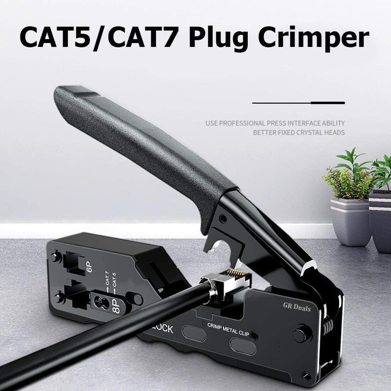 GR Deals أداة ضغط GR Deals CAT5 CAT6 CAT7 للموصلات RJ45 RJ12 RJ11 العادية والمحمية وغير المحمية - Image 2