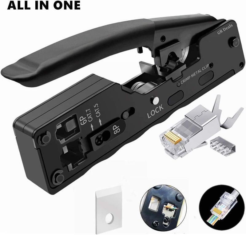 GR Deals أداة ضغط GR Deals CAT5 CAT6 CAT7 للموصلات RJ45 RJ12 RJ11 العادية والمحمية وغير المحمية - Image 4