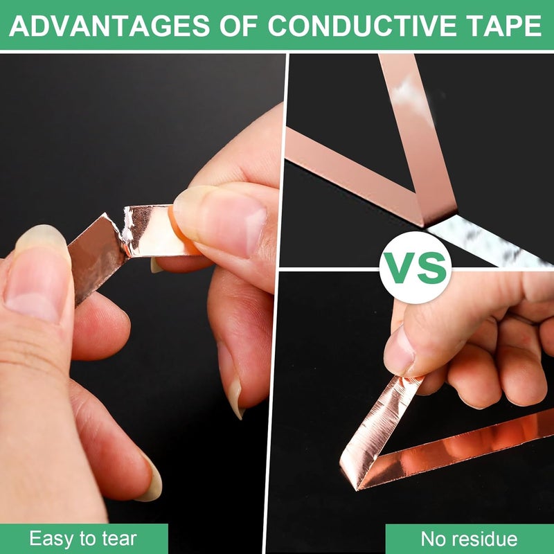 LOVIMAG Copper Foil Tape, Conductive Copper Tape 4 Sizes (0.2/0.24/0.3/0.4Inch) x82.5FT, Copper Tape Conductive Adhesive for Stained Glass Supplies, Guitar and EMI Shielding, Electrical Repairs. - Image 5