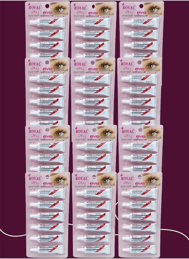 ROVAL 72 Pieces Eyelash Glue Adhesive Dark Tone 7g  - Image 1