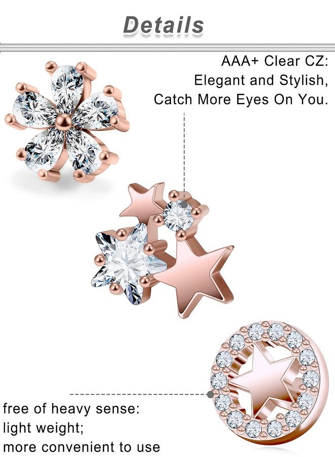 Ocptiy Dermal Piercing Jewelry Kit Dermal Tops Base 14G G23 Titanium Dermal Anchor Internally Threaded Flower Heart Dermal Replacement Piercing diamond Gem Top Ball Stud Jewelry for Women Men 6mm 8mm - Image 5